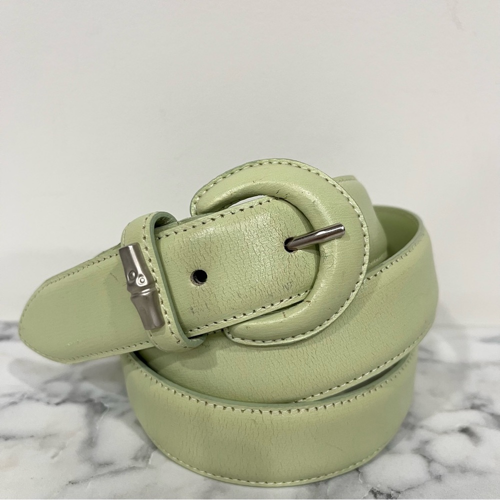 Vintage Longchamp Matcha Pistachio Green Leather Belt Free Size - Picture 2 of 6